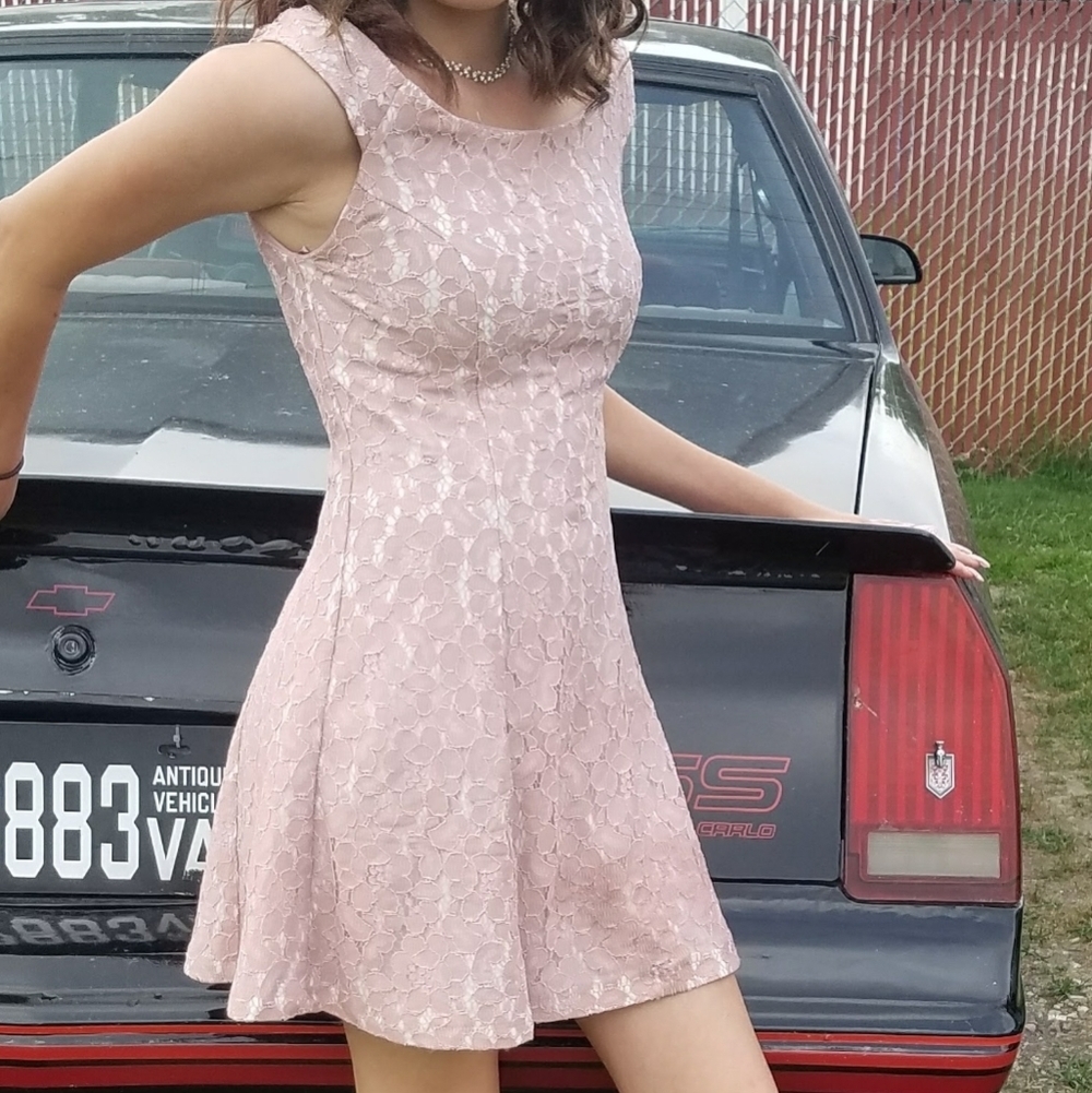 Roxberi Pink Crochet Lace Off The Shoulder Dress Size Junior's XS